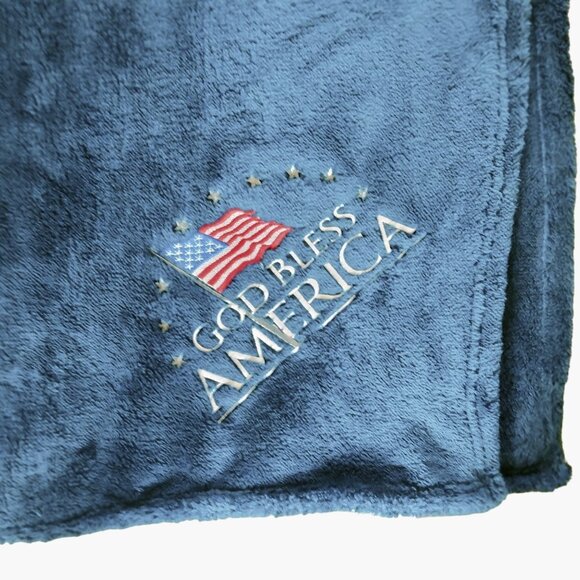 Kanata Blanket Co Other - Kanata Blue Fleece Blanket God Bless America Patriotic Throw Toss Case
